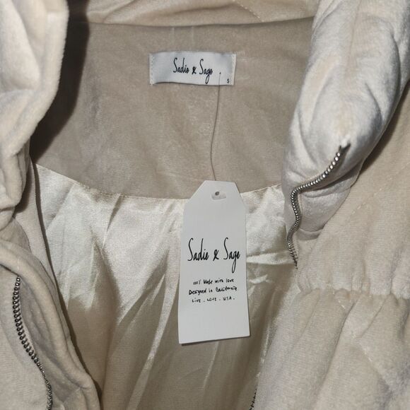 NWT-Sadie & Sage x Anthropologie -Cosmic Quilted Velvet Jacket Cream/Ivory-Small - Picture 8 of 11